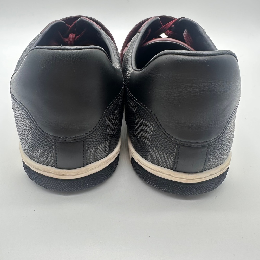 Louis Vuitton Damier Graphite Burgundy Leather Strap Sneakers Mens Low Top 9.5 - Picture 10 of 16